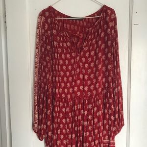 Zara Red Peasant Dress